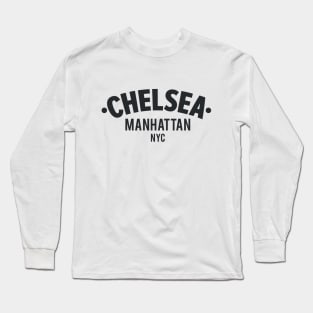 Chelsea Manhattan NYC- Minimal Neighborhood Typo Art Long Sleeve T-Shirt